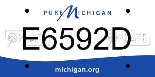 E6592D Michigan License Plate