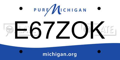 E67ZOK Michigan License Plate