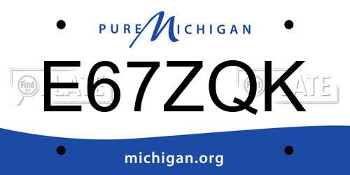 E67ZQK Michigan License Plate