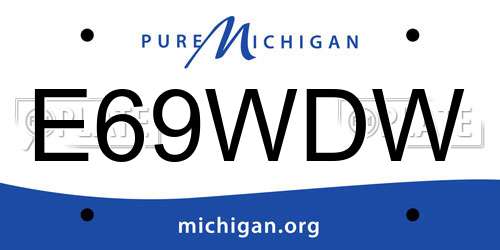E69WDW Michigan License Plate