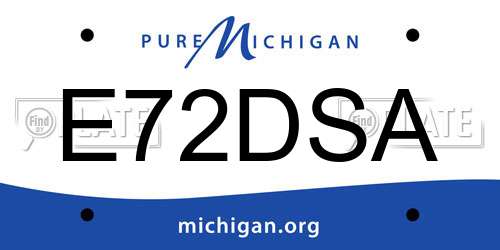 E72DSA Michigan License Plate
