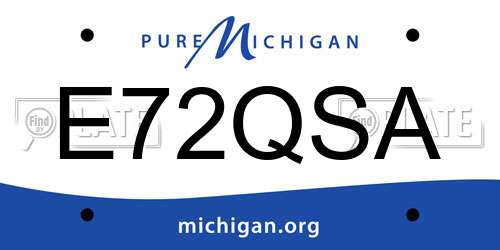 E72QSA Michigan License Plate
