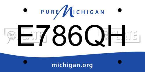 E786QH Michigan License Plate