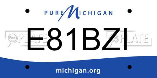 E81BZI Michigan License Plate