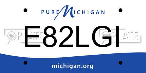 E82LGI Michigan License Plate