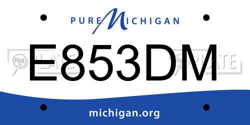E853DM Michigan License Plate