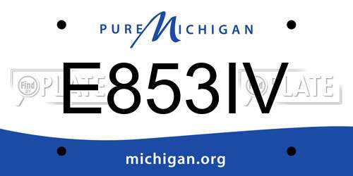 E853IV Michigan License Plate
