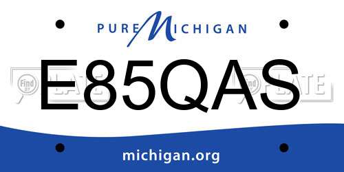 E85QAS Michigan License Plate