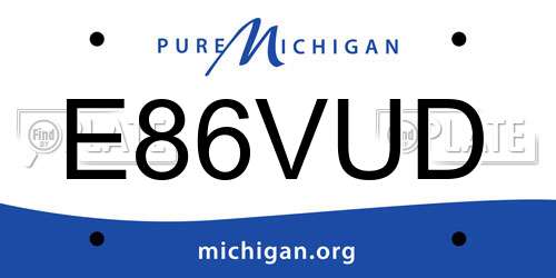 E86VUD Michigan License Plate