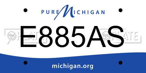 E885AS Michigan License Plate