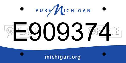 E909374 Michigan License Plate