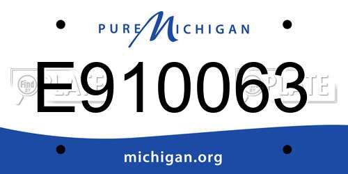 E910063 Michigan License Plate