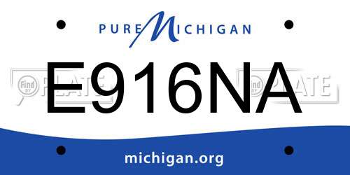 E916NA Michigan License Plate