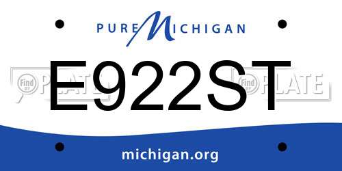 E922ST Michigan License Plate