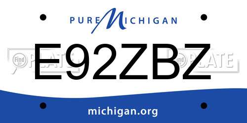 E92ZBZ Michigan License Plate