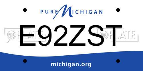E92ZST Michigan License Plate