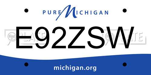 E92ZSW Michigan License Plate