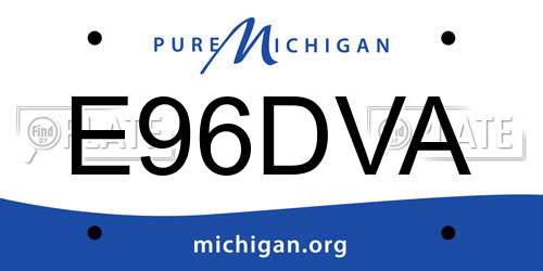 E96DVA Michigan License Plate