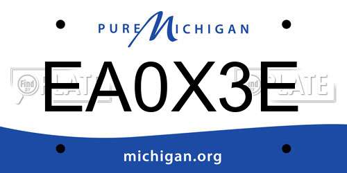 EA0X3E Michigan License Plate