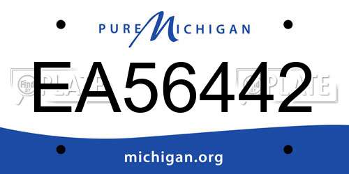 EA56442 Michigan License Plate