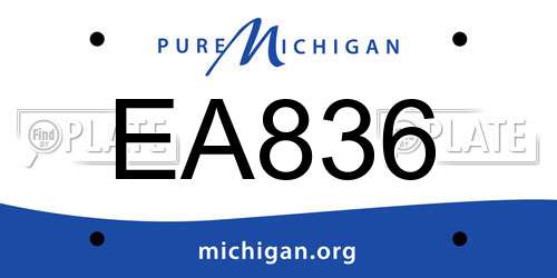 EA836 Michigan License Plate