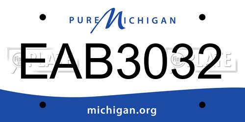 EAB3032 Michigan License Plate