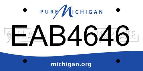 EAB4646 Michigan License Plate