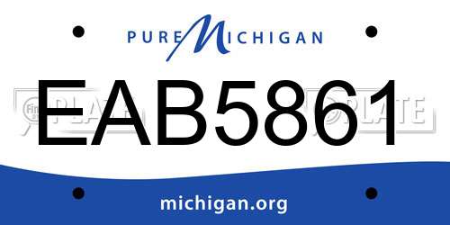 EAB5861 Michigan License Plate