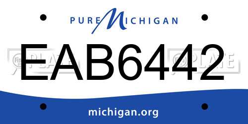 EAB6442 Michigan License Plate