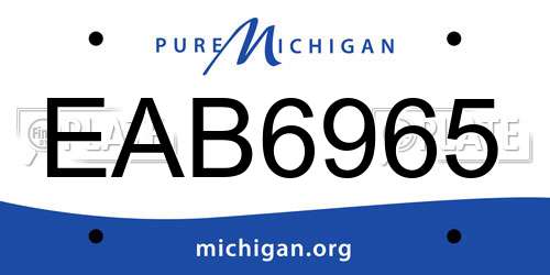 EAB6965 Michigan License Plate