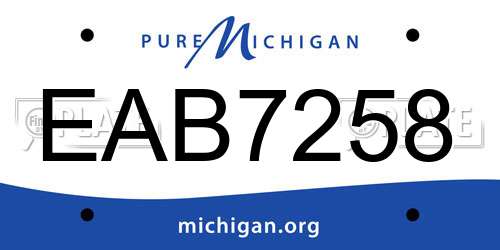 EAB7258 Michigan License Plate