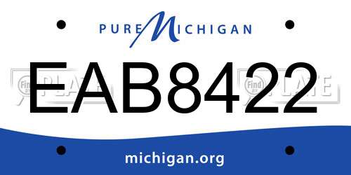 EAB8422 Michigan License Plate