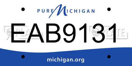 EAB9131 Michigan License Plate