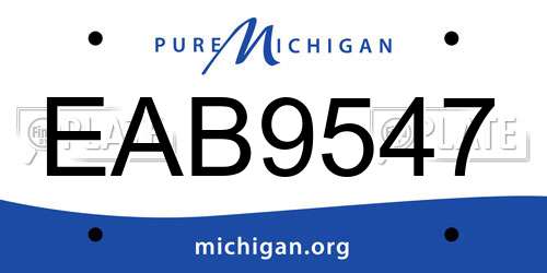 EAB9547 Michigan License Plate