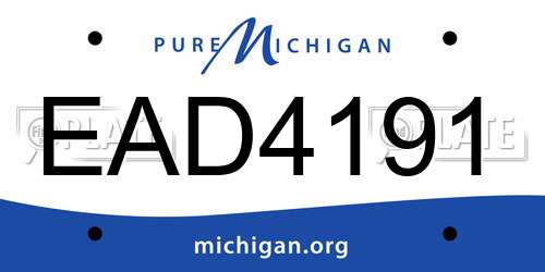 EAD4191 Michigan License Plate