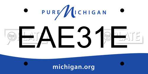 EAE31E Michigan License Plate