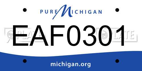 EAF0301 Michigan License Plate