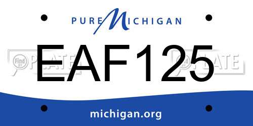 EAF125 Michigan License Plate