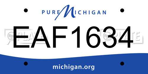 EAF1634 Michigan License Plate