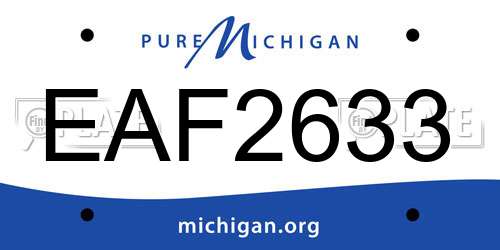 EAF2633 Michigan License Plate