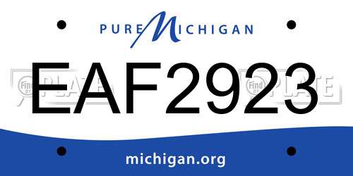 EAF2923 Michigan License Plate