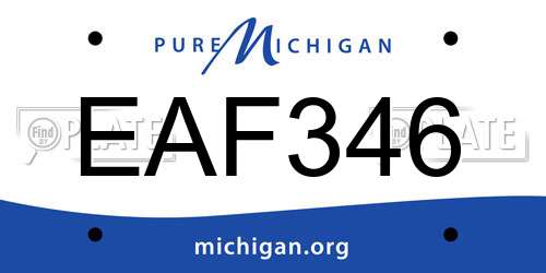 EAF346 Michigan License Plate