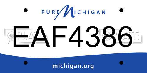 EAF4386 Michigan License Plate