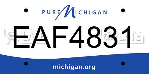 EAF4831 Michigan License Plate