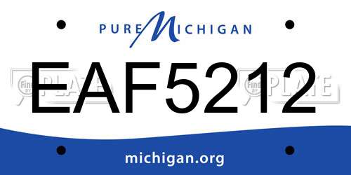 EAF5212 Michigan License Plate