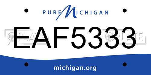 EAF5333 Michigan License Plate