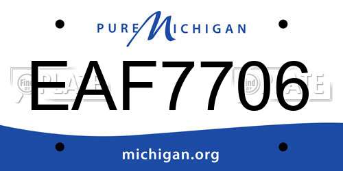 EAF7706 Michigan License Plate