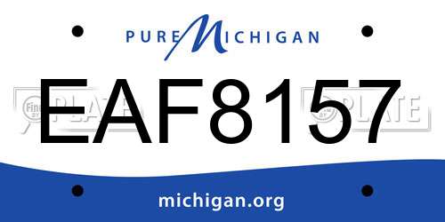 EAF8157 Michigan License Plate