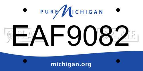 EAF9082 Michigan License Plate