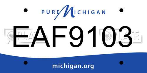 EAF9103 Michigan License Plate